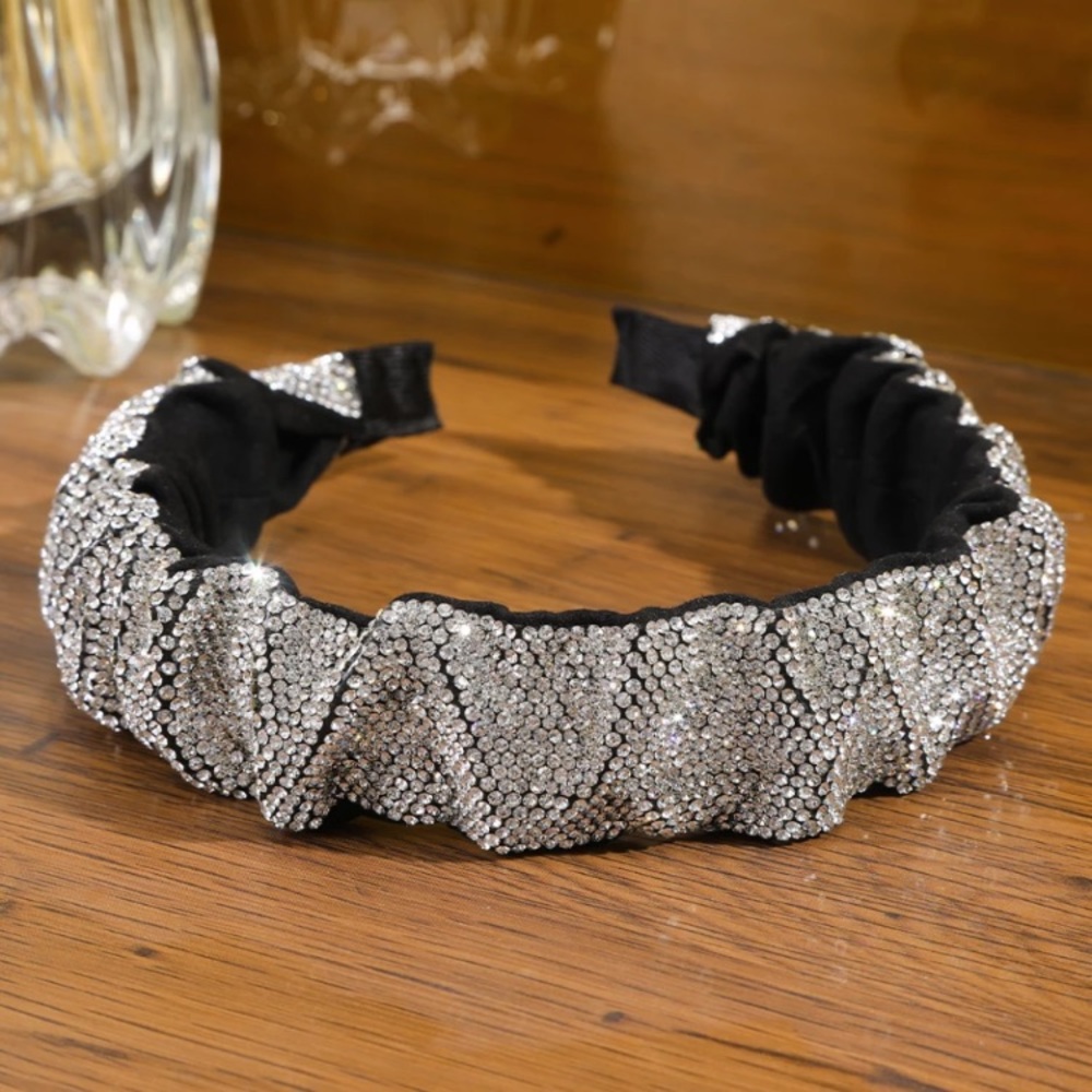 ๐ Rhinestone Crystals Black Silver Headband - Picture 4 of 6